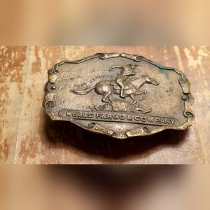 Wells Fargo Vintage Buckle 5 Bank Buckle Stage Coach Wild West